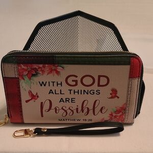 Inspirational Floral Wallet with Wrist Strap